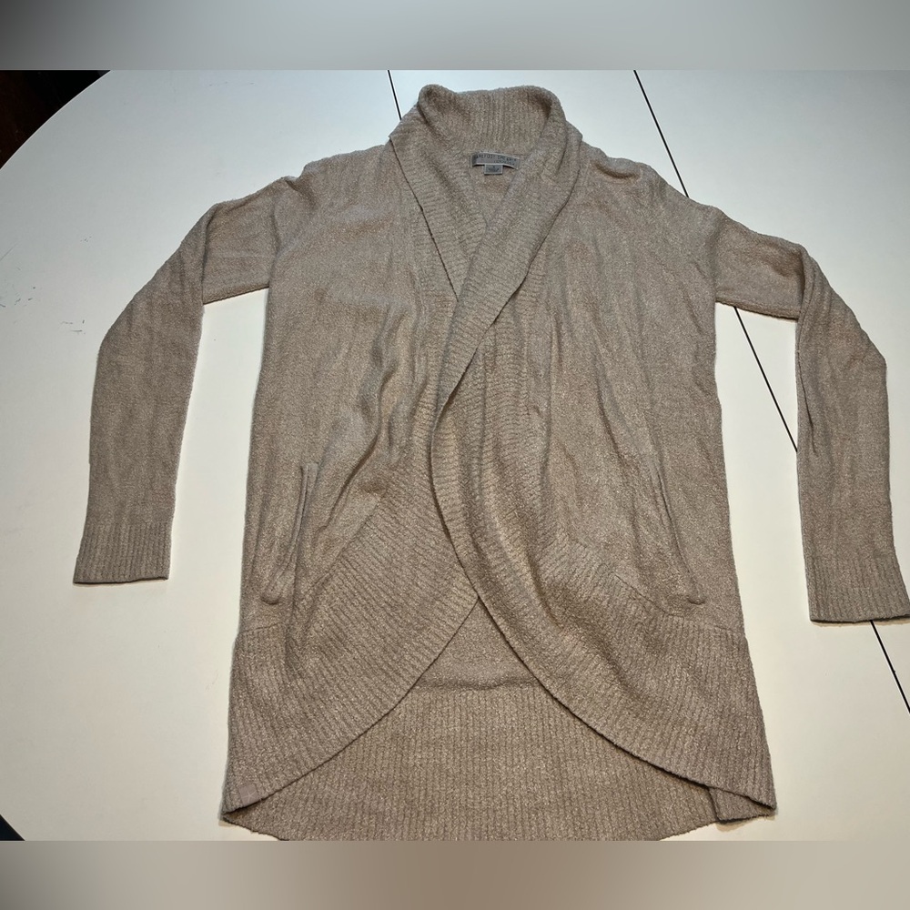 Barefoot Dreams CozyChic Lite Circle Cardigan taupe women’s small